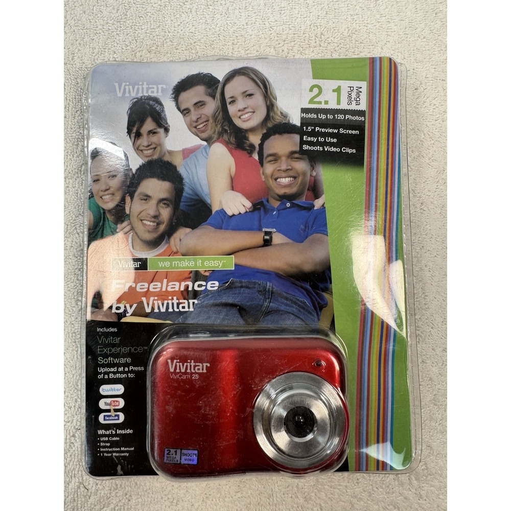 Vivitar ViviCam 25 2.1MP Digital Camera Red Freelance V25-STRAWBERRY New Sealed